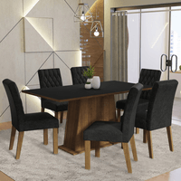 Juego de Comedor Britney con 6 Sillas Marrón/Negro/Oxford