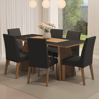Juego de Comedor Simone con 6 Sillas Marrón/Negro/Oxford