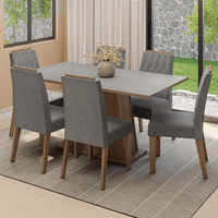 Juego de Comedor Cedro con 6 Sillas Marrón/Gris/Silver