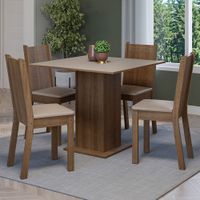 Juego de Comedor Samara con 4 Sillas Marrón/Crema/Beige