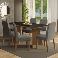 Juego de Comedor Minsk con 6 Sillas Marrón/Negro/Silver