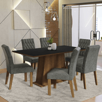 Juego de Comedor Britney con 6 Sillas Marrón/Negro/Silver