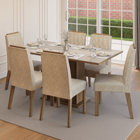 Juego de Comedor Bosque con 6 Sillas Marrón/Crema/Imperial