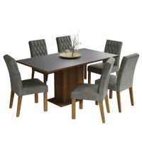 Juego de Comedor Hanna con 6 Sillas Marrón/Gris/Silver