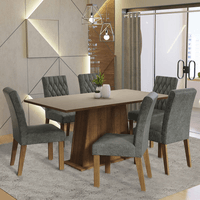 Juego de Comedor Britney con 6 Sillas Marrón/Crema/Silver