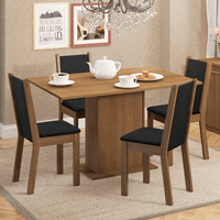 Juego de Comedor Talita con 4 Sillas Marrón/Negro/Sintético Negro