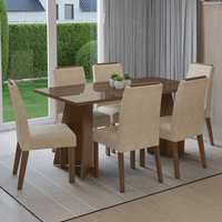 Juego de Comedor Madrid con 6 Sillas Tablero de Madera y Cristal Marrón/Imperial