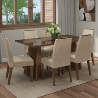 Juego de Comedor Sintra con 6 Sillas Tablero de Madera y Cristal Marrón/Imperial