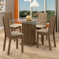 Juego de Comedor Madesa Maya con 4 Sillas y Encimera Cuadrada de Cristal Marrón/Beige
