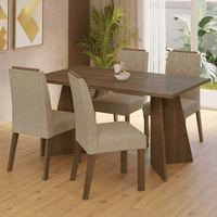 Juego de Comedor Porto con 4 Sillas con Tablero de Madera y Cristal Marrón/Imperial