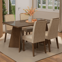Juego de Comedor Braga con 4 Sillas con Tablero de Madera y Cristal Marrón/Imperial