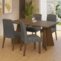 Juego de Comedor Porto con 4 Sillas con Tablero de Madera y Cristal Marrón/Silver