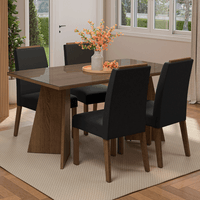 Juego de Comedor Braga con 4 Sillas con Tablero de Madera y Cristal Marrón/Oxford
