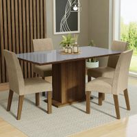 Juego de Comedor Avril con 4 Sillas con Tablero de Madera y Cubierta de Cristal Marrón/Gris/Imperial