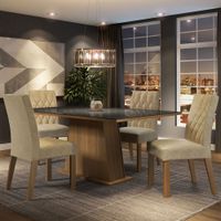 Juego de Comedor Aryeli con 4 Sillas con Tablero de Madera y Cubierta de Cristal Marrón/Negro/Imperi