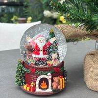 Bola De Nieve Santa Con Música Y Luz 10 Cm