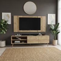 Centro de Entretenimiento 65"" Caxias Mesa de TV y Panel Movenda Duna con Patas de Madera