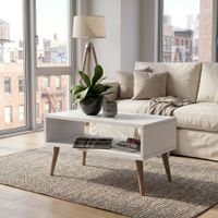 Mesa de Centro Hortensia patas de madera Movenda Blanco