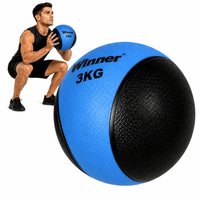 Pelota O Balón Medicinal 3 Kg Con Rebote Funcional Crossfit Azul