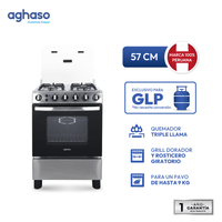 Cocina AGHASO 4 Quemadores a Gas GLP Premium 60 cm COC-AGH07