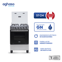 Cocina AGHASO 4 Quemadores a Gas Natural Parrillas Hierro Fundido 57 cm Essencial COC-AGH06