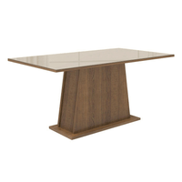 Mesa de Comedor Rectangular 6 Puestos 5364 con Tablero de Madera y Cristal Marrón/Crema