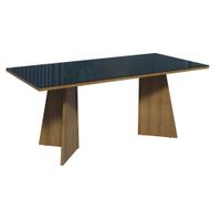 Mesa de Comedor Rectangular 8 Puestos 5388 con Tablero de Madera y Cristal Marrón/Negro