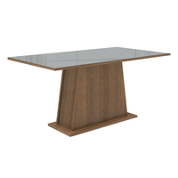 Mesa de Comedor Rectangular 6 Puestos 5364 con Tablero de Madera y Cristal Marrón/Gris