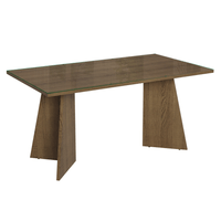 Mesa de Comedor Rectangular 6 Puestos 5389 con Tablero de Madera y Cristal Marrón