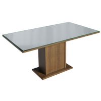 Mesa de Comedor Rectangular 6 Puestos 5275 con Tablero de Madera y Cristal Marrón/Gris