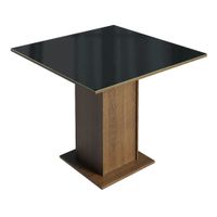 Mesa de Comedor Cuadrada 4 Puestos Tablero de Madera y Cubierta de Cristal Marrón/Negro