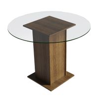 Mesa de Comedor con Encimera Redonda de Cristal Marrón