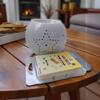 Pack Aromático Hornito Quemador Blanco Ovalado Grande + Wax Melts
