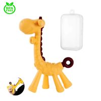 Mordedor Jirafa De Silicona Amarillo para bebe con estuche
