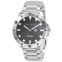 Reloj Perry Ellis Deep Diver 42 06001-02 Fecha Acero Inoxidable Dial Gris Oscuro