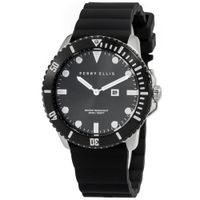 Reloj Perry Ellis Deep Diver 42 06005-03 Fecha Acero Inoxidable Correa de Silicona Negro