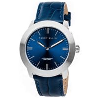 Reloj Perry Ellis Slim Line 42 07001-01 Acero Inoxidable Correa de Cuero y Dial Azul