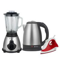 Tricombo IMACO Licuadora BLS3515 1.5L + Hervidor KE1801 1.8L + Plancha Vapor ETA600N
