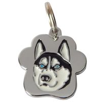 Placa de Identificación para perros Husky Siberiano rainbow