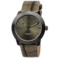 Reloj Perry Ellis Slim Line 42 07006-01 Acero Inoxidable Correa de Cuero Dial Beige Oscuro