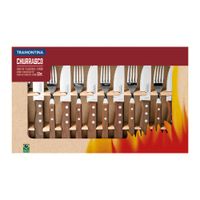 Juego de Cubiertos para Asado Tramontina con Láminas de Acero Inoxidable y Mangos de Madera Natural 12 piezas