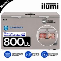 Congelador con tina de Acero Inoxidable de 800 litros Ilumi Gris - TFI-8002DG