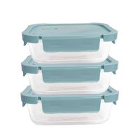 Taper De Vidrio 700ml Hermético y Práctico 3 Unidades Celeste