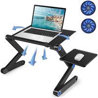 MESA PLEGABLE PORTA LAPTOPS COOLER 2 VENTILADORES 1 PORTA MOUSE COLOR NEGRO
