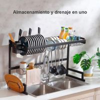 Escurridor de Platos Organizador para Cocina Metal 85cm Negro