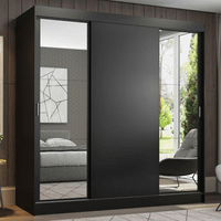 Ropero Reno 3 Puertas Corredizas 2 Espejos Negro