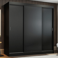 Ropero Reno 3 Puertas Corredizas 4 Cajones Negro