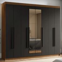 Ropero Venus 8 Puertas 4 Cajones 2 Espejos Marrón/Negro/Negro