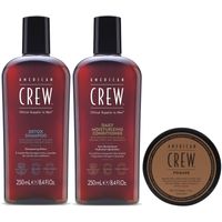 Shampoo Detox + Acondicionador + Cera Pomade American Crew Men
