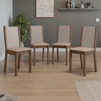 Set 4 Sillas de Comedor Madesa 4291 Marrón/Crema/Beige